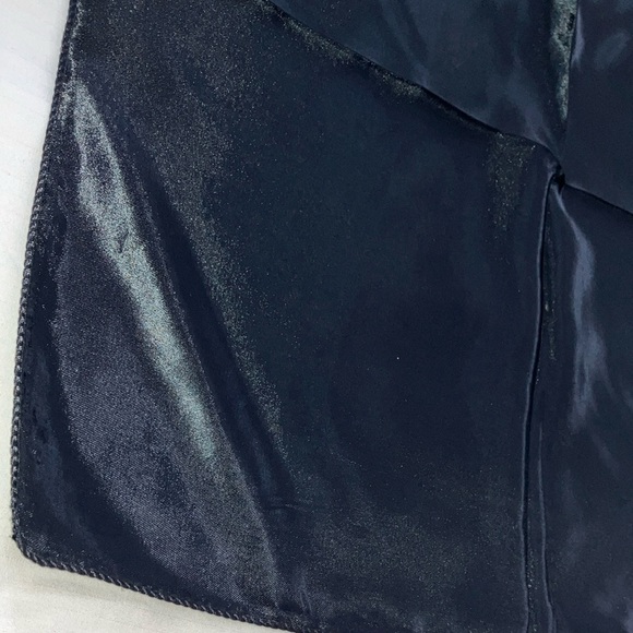 Black silk like scarf perfect for folding into suit jacket pocket - Picture 2 of 12